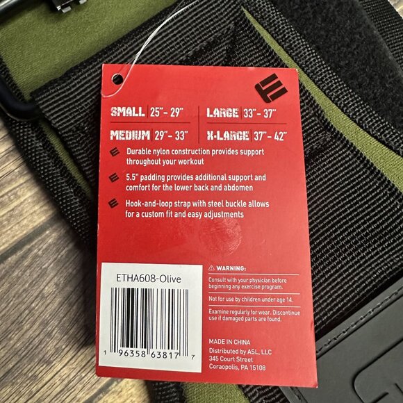 NWT ETHOS Axis Nylon Weightlifting Belt 5.5" Size Small (Olive) - Picture 10 of 10